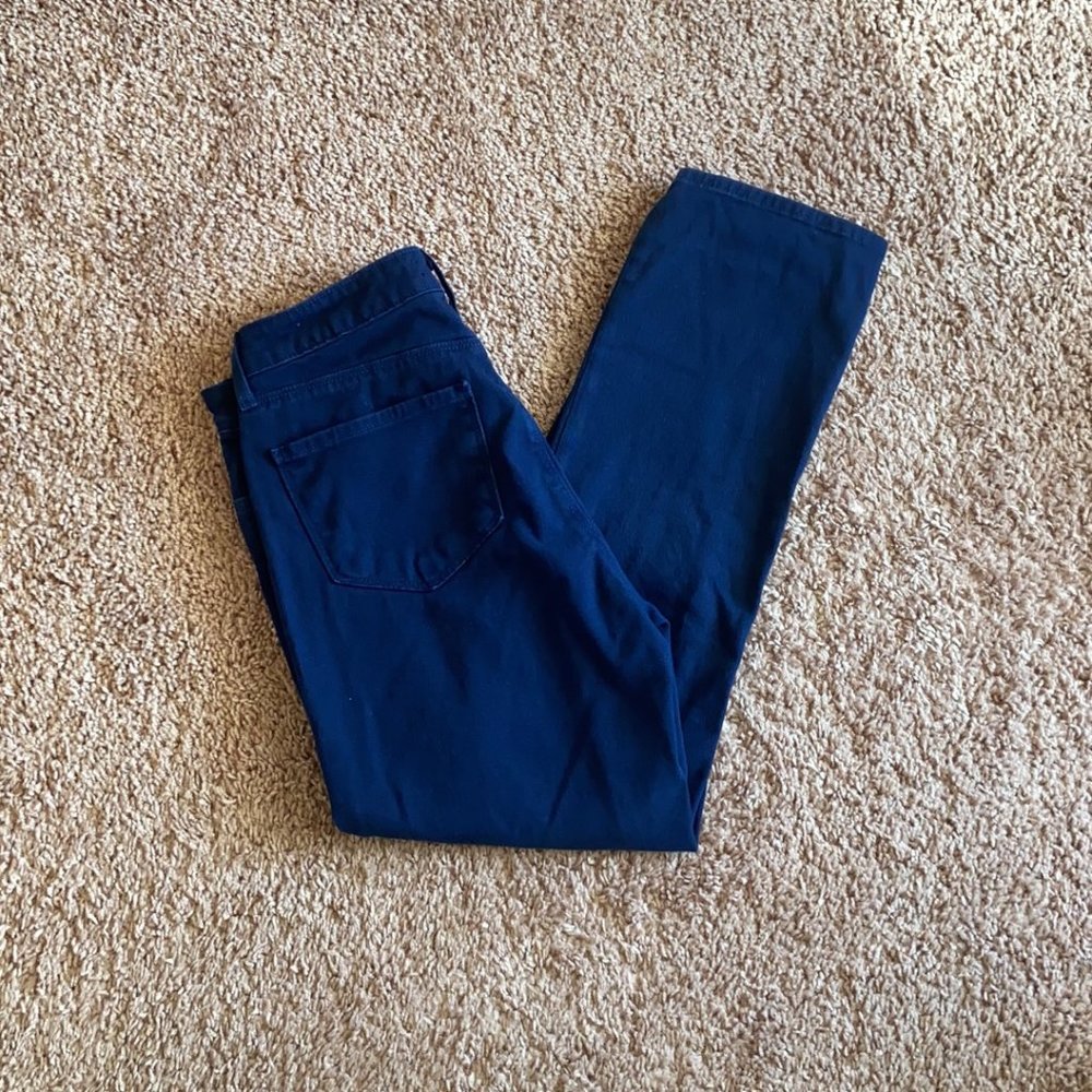 L'AGENCE Women Nadia High Rise Navy Blue Crop Straight Leg Jeans Pants 27